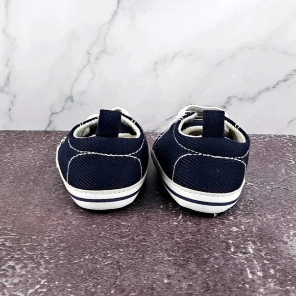 Little Me Infant Soft Bottom Shoes - Navy Blue/White sz 3-6 month - Picture 3 of 6
